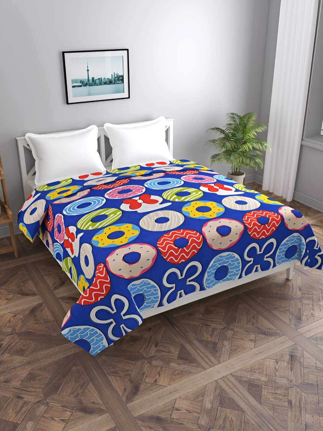 

BREVARD Blue & Red Printed Double Queen Duvet Cover
