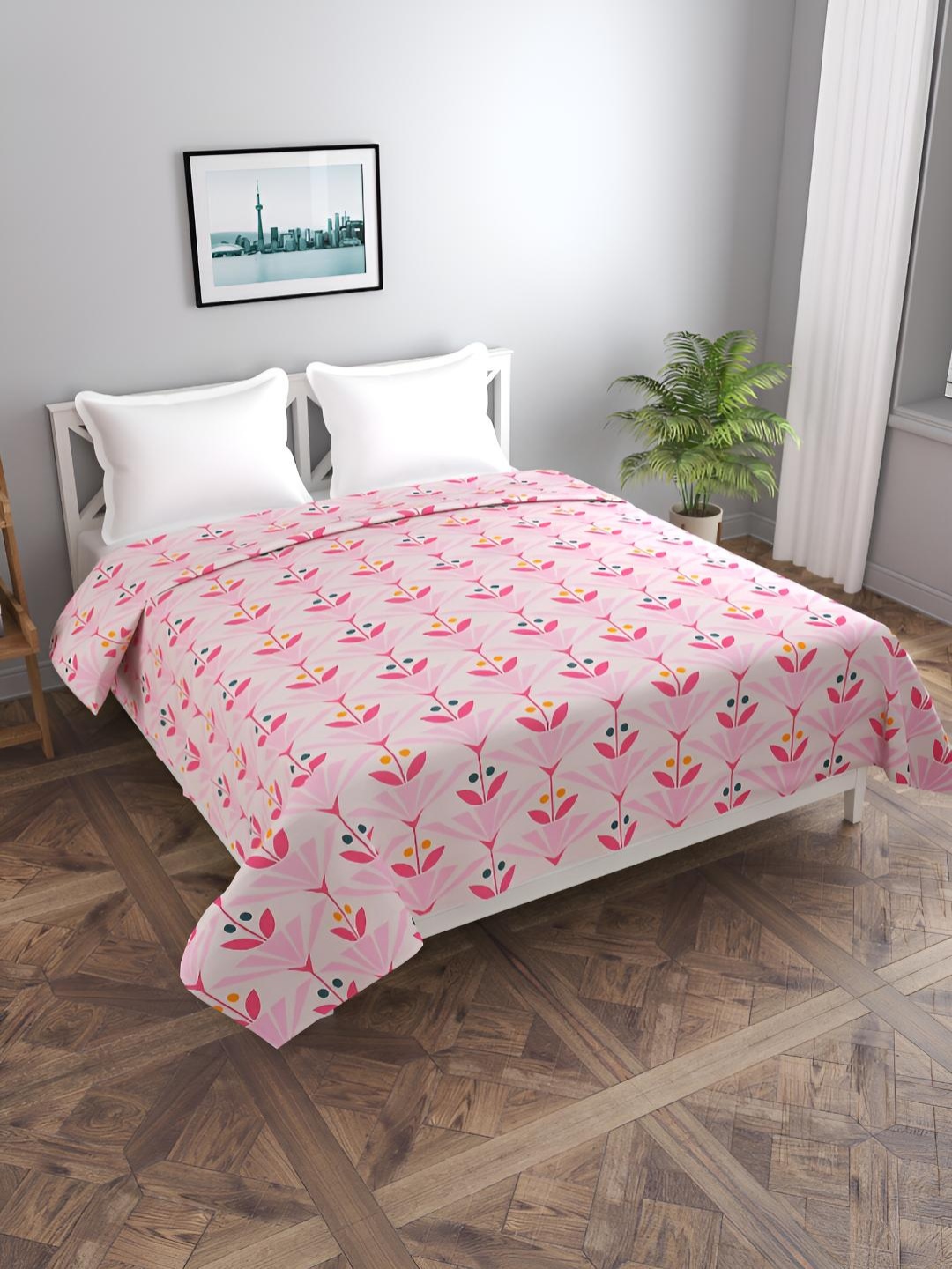 

BREVARD Pink & White Printed Double Queen Duvet Cover