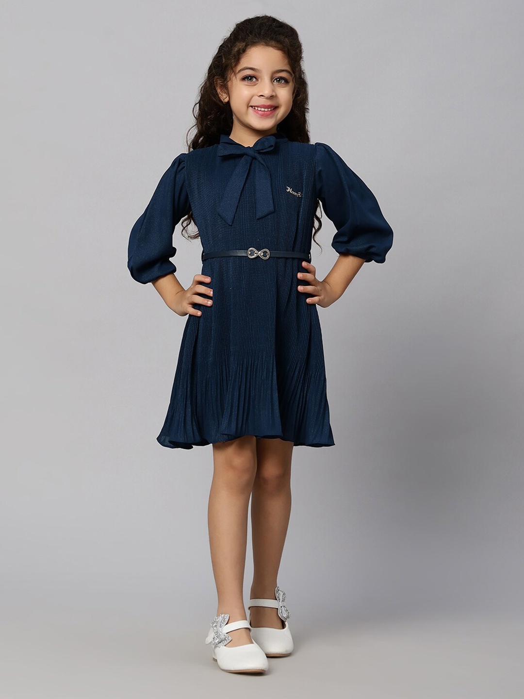 

Macwin Girls Accordion Pleated Chiffon A-Line Dress, Blue