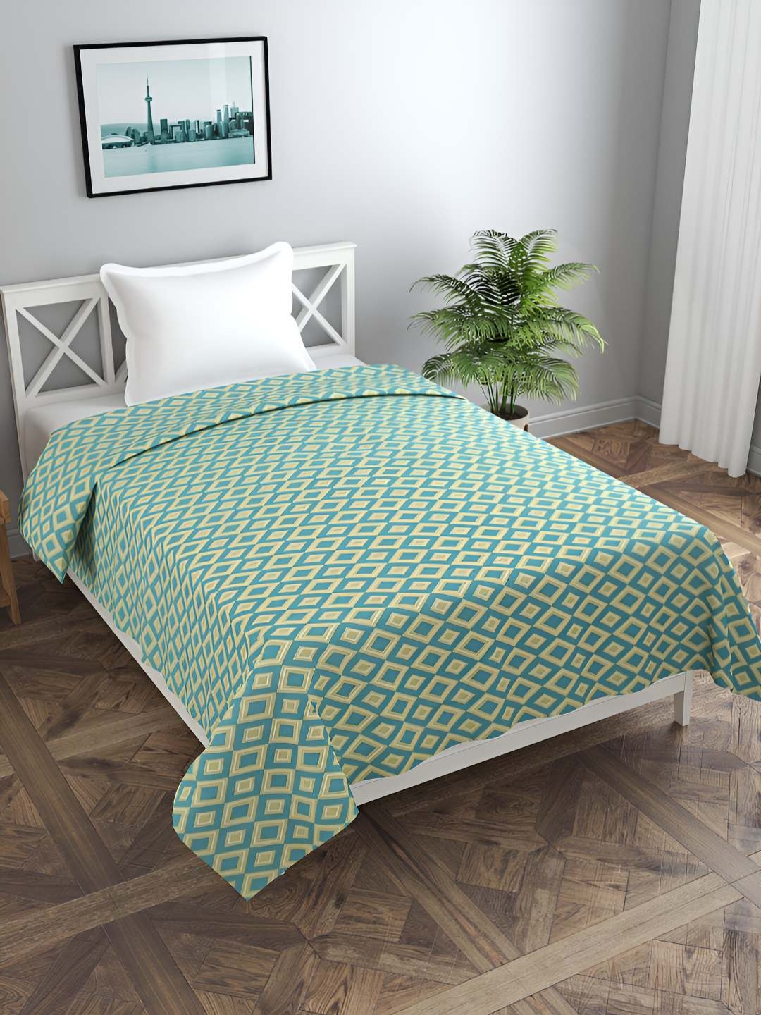 

BREVARD Green & Beige Geometric Printed Single Bed Duvet Cover