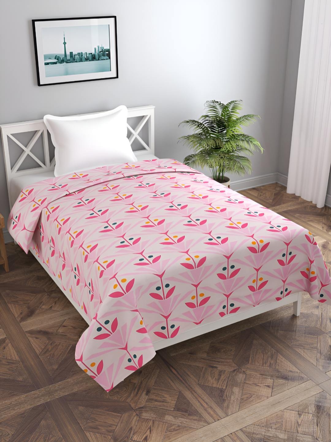 

BREVARD Pink Ethnic Motifs Printed Single Duvet Cover