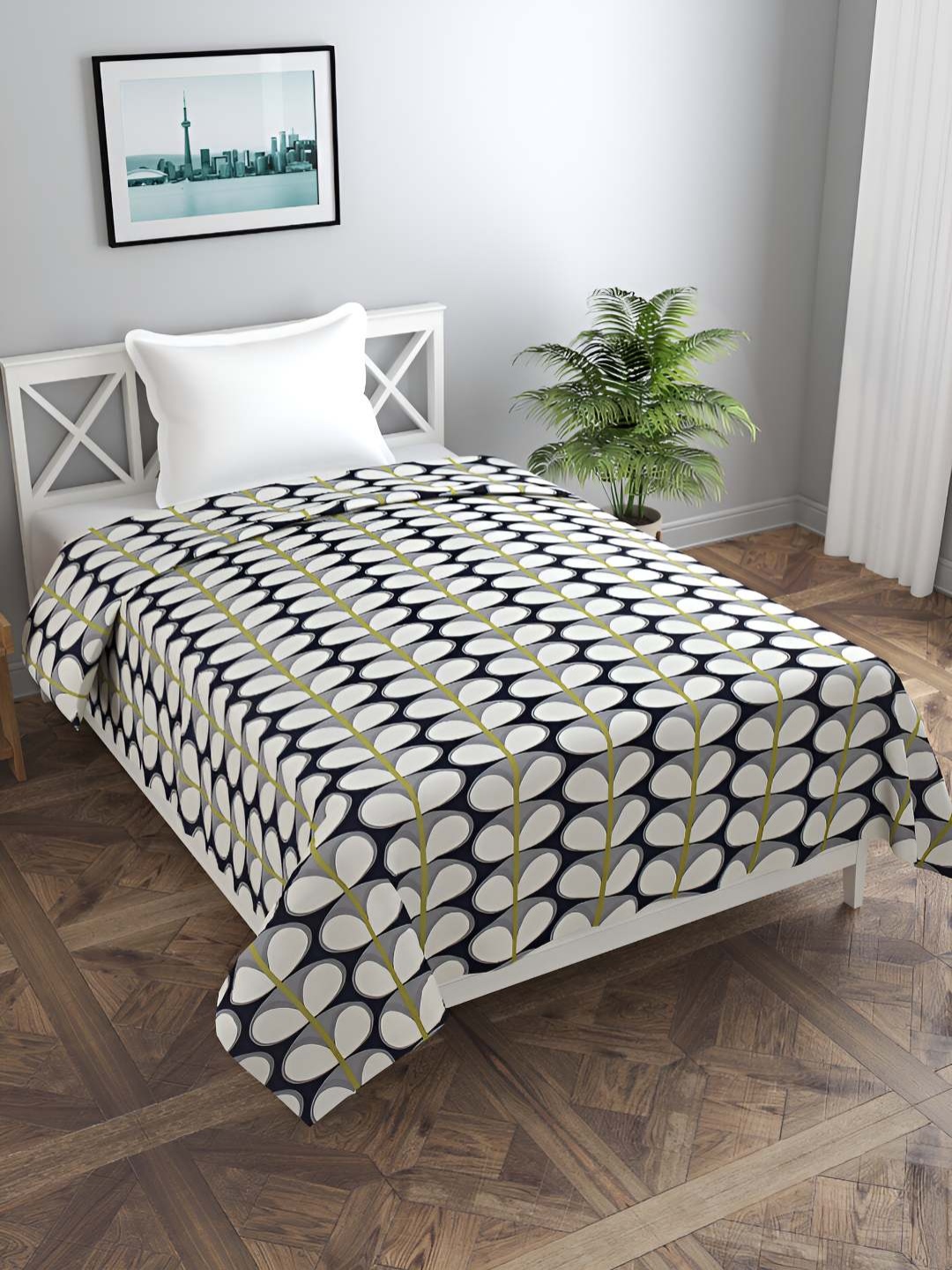 

BREVARD Black & Grey Printed Single Duvet Cover