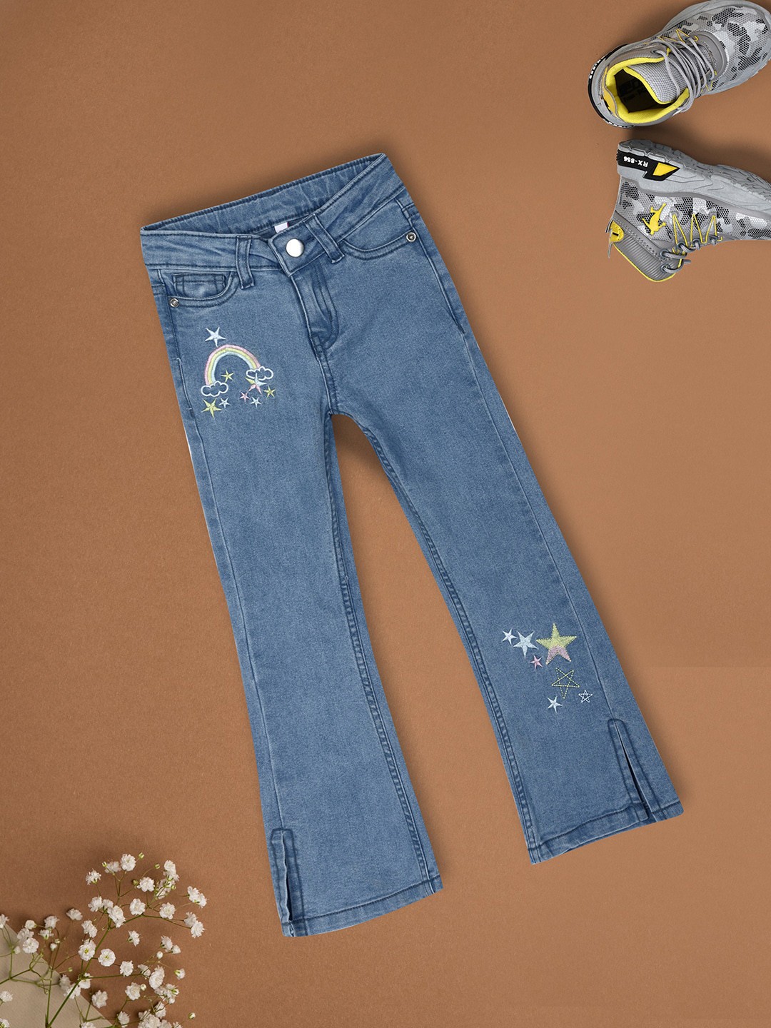 

V-Mart Girls Printed Denim Mid-Rise Jeans, Blue