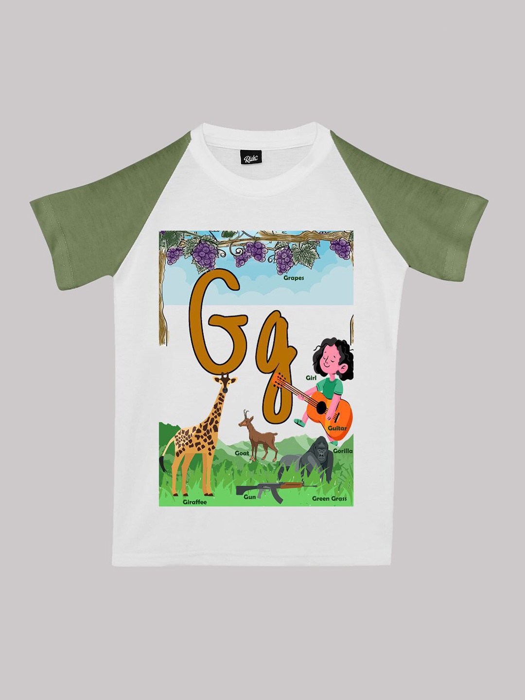

RISH Boys Graphic Printed Short Sleeves Regular Fit Cotton T-shirt, Olive