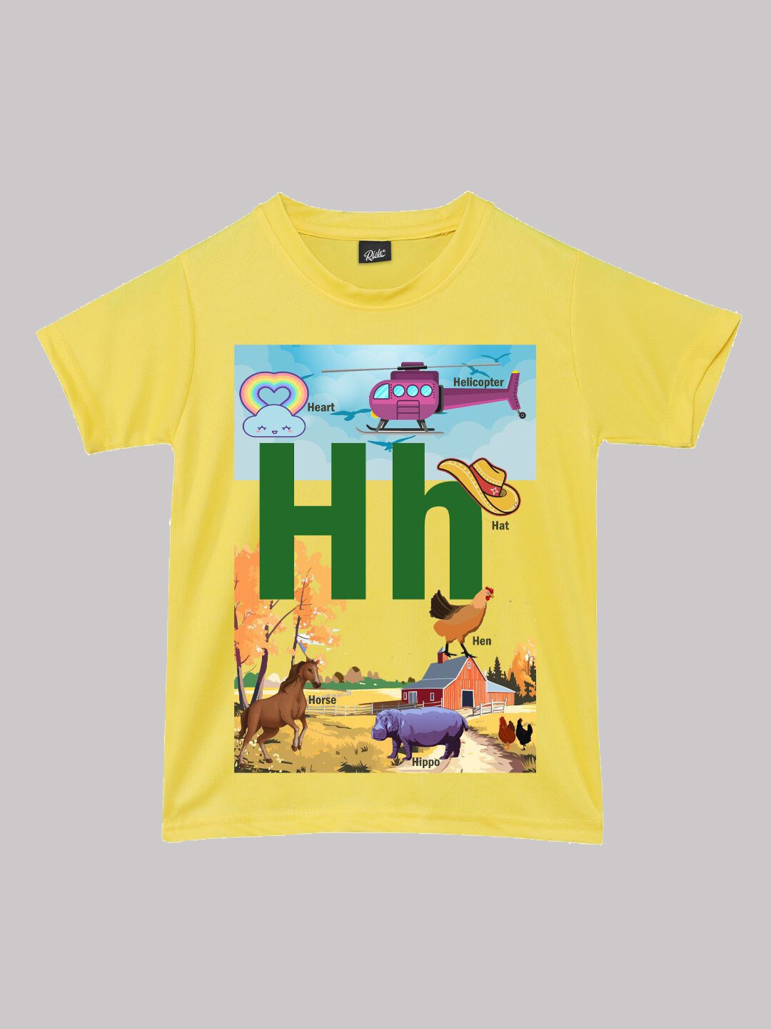 

RISH Boys Alphabet - H Graphic Printed Round Neck T-shirt, Yellow