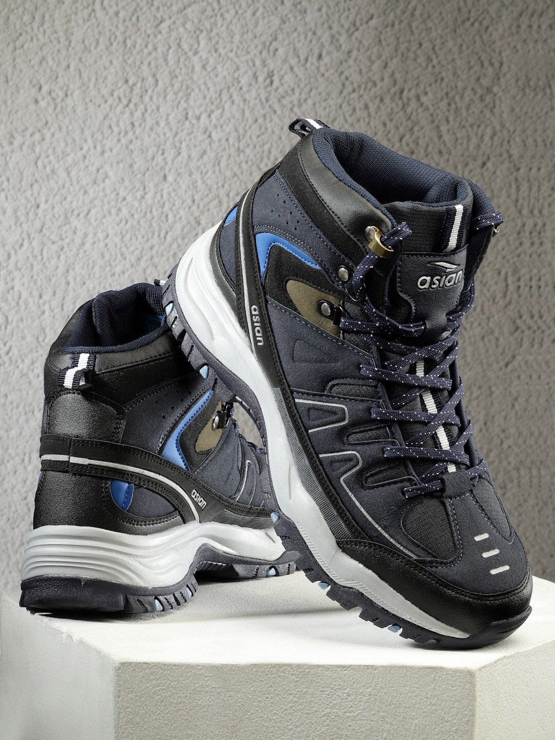 

ASIAN Men EVEREST-22 Textured Mid-Top Sneakers, Navy blue