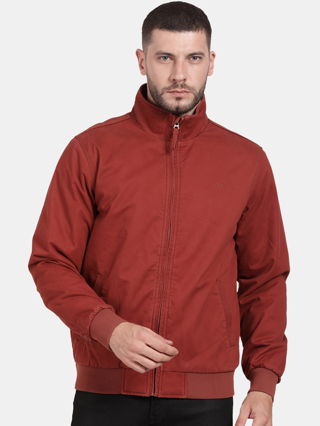 

t-base Mock Collar Long Sleeves Insulator Bomber Jacket, Na