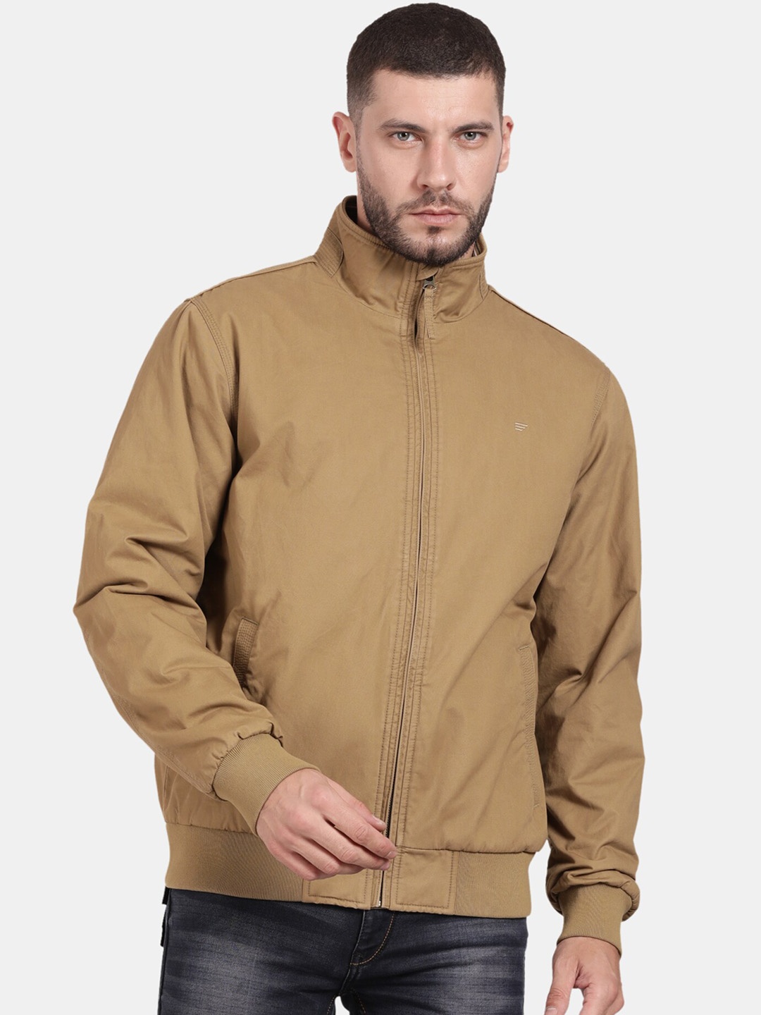 

t-base Mock Collar Insulator Cotton Bomber Jacket, Khaki
