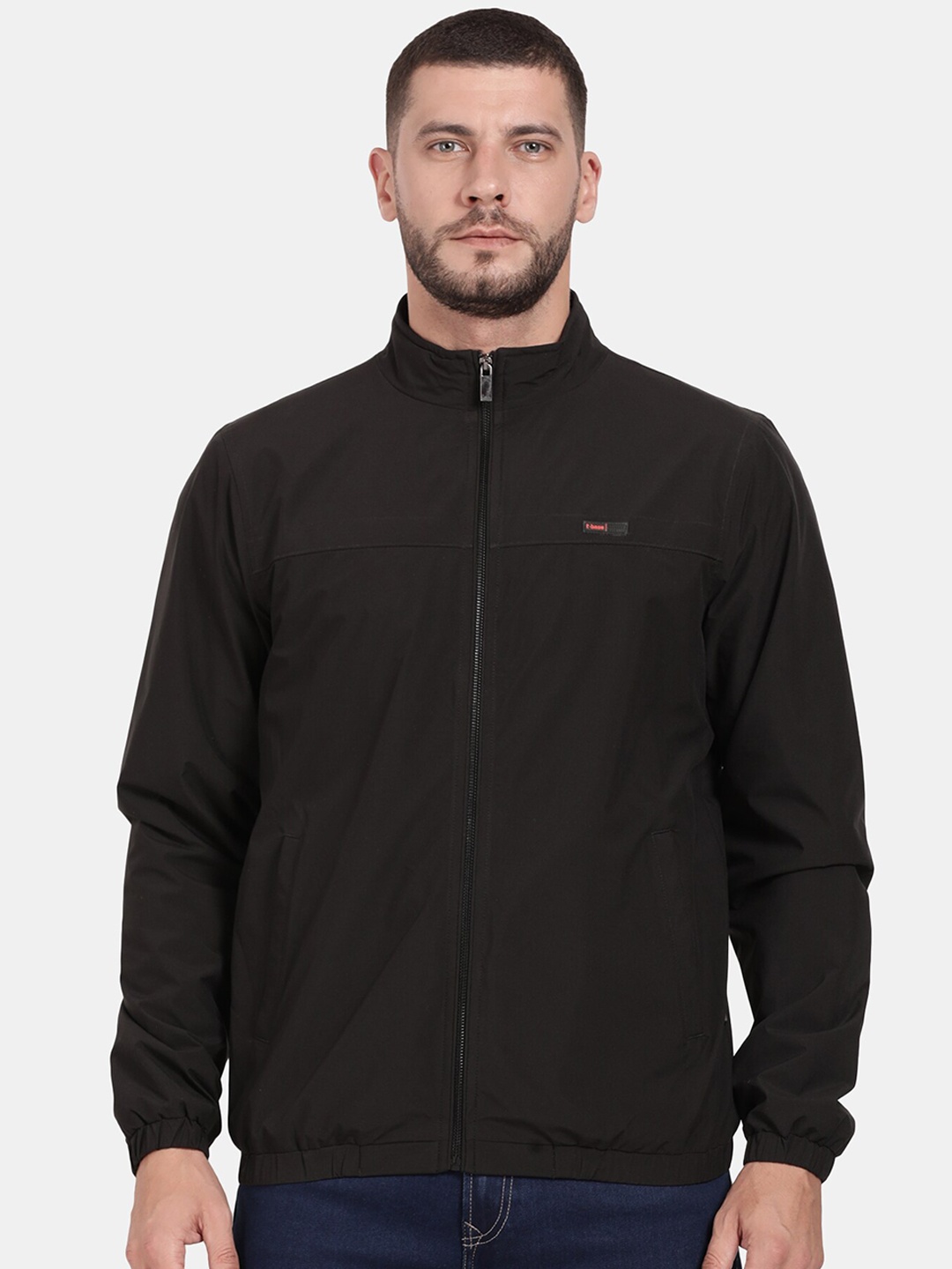 

t-base Mock Collar Lightweight Open Front Jakcet, Black
