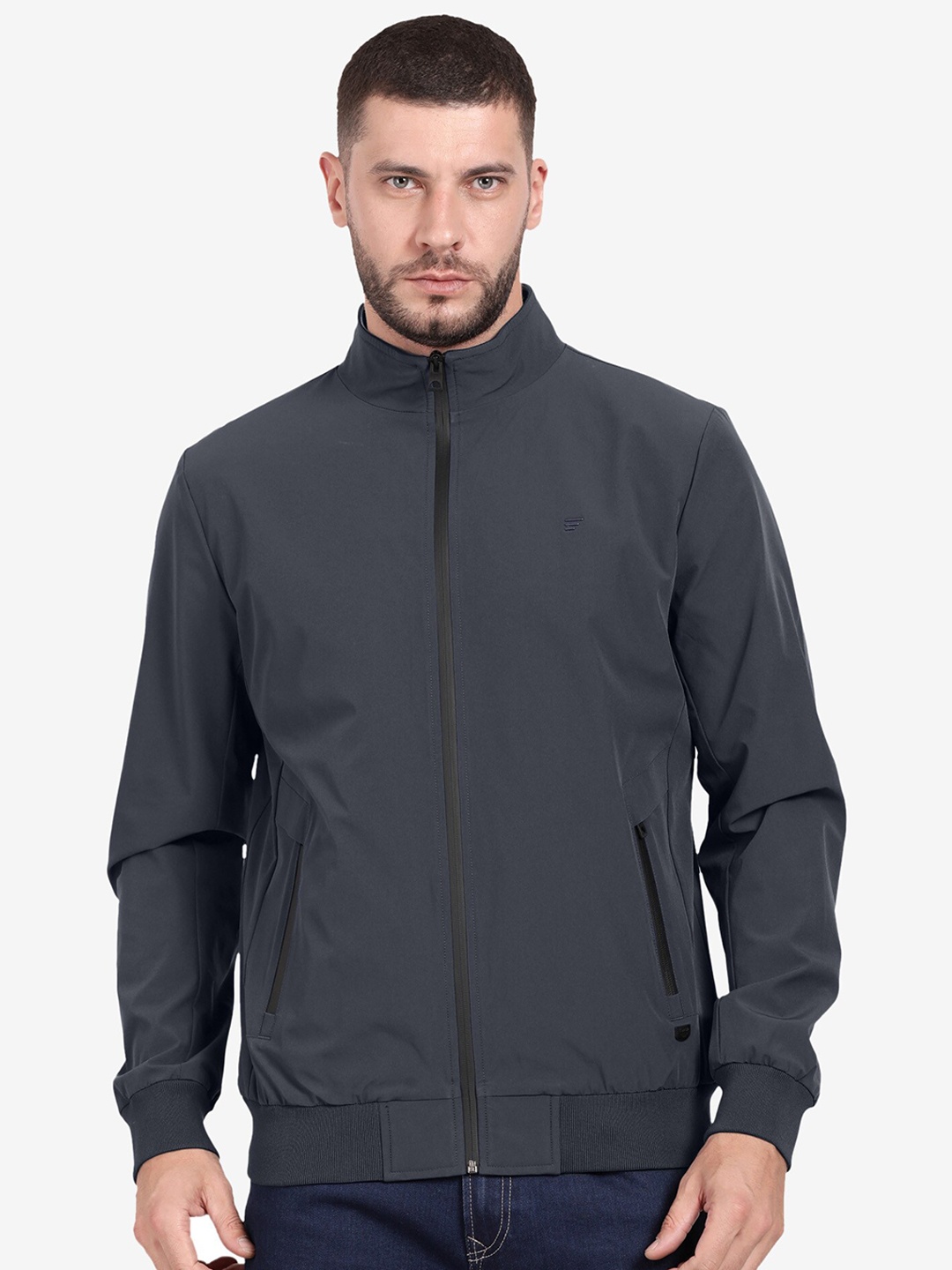 

t-base Mock Collar Lightweight Bomber Jacket, Navy blue