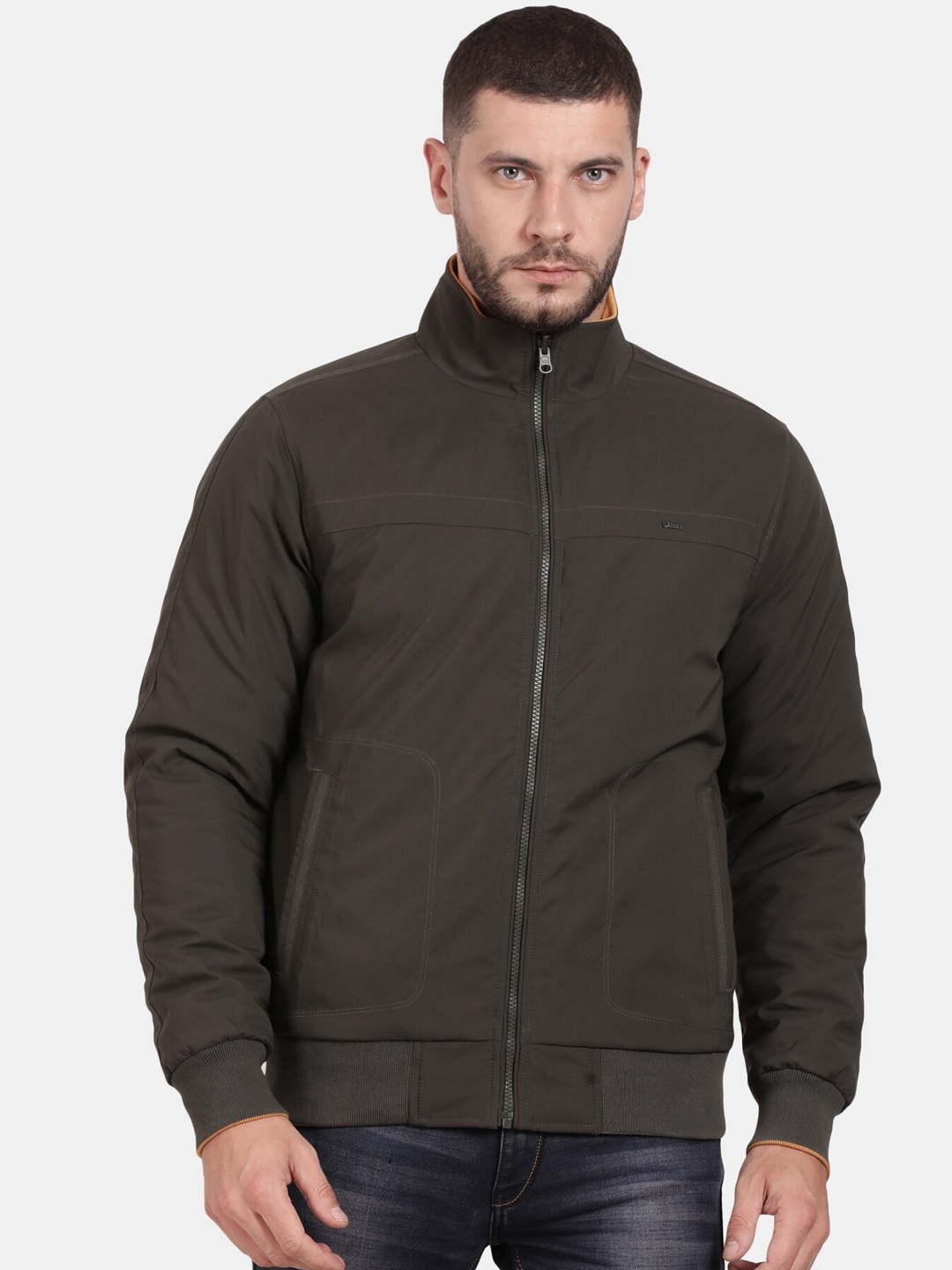 

t-base Stand Collar Reversible Bomber Jacket, Olive