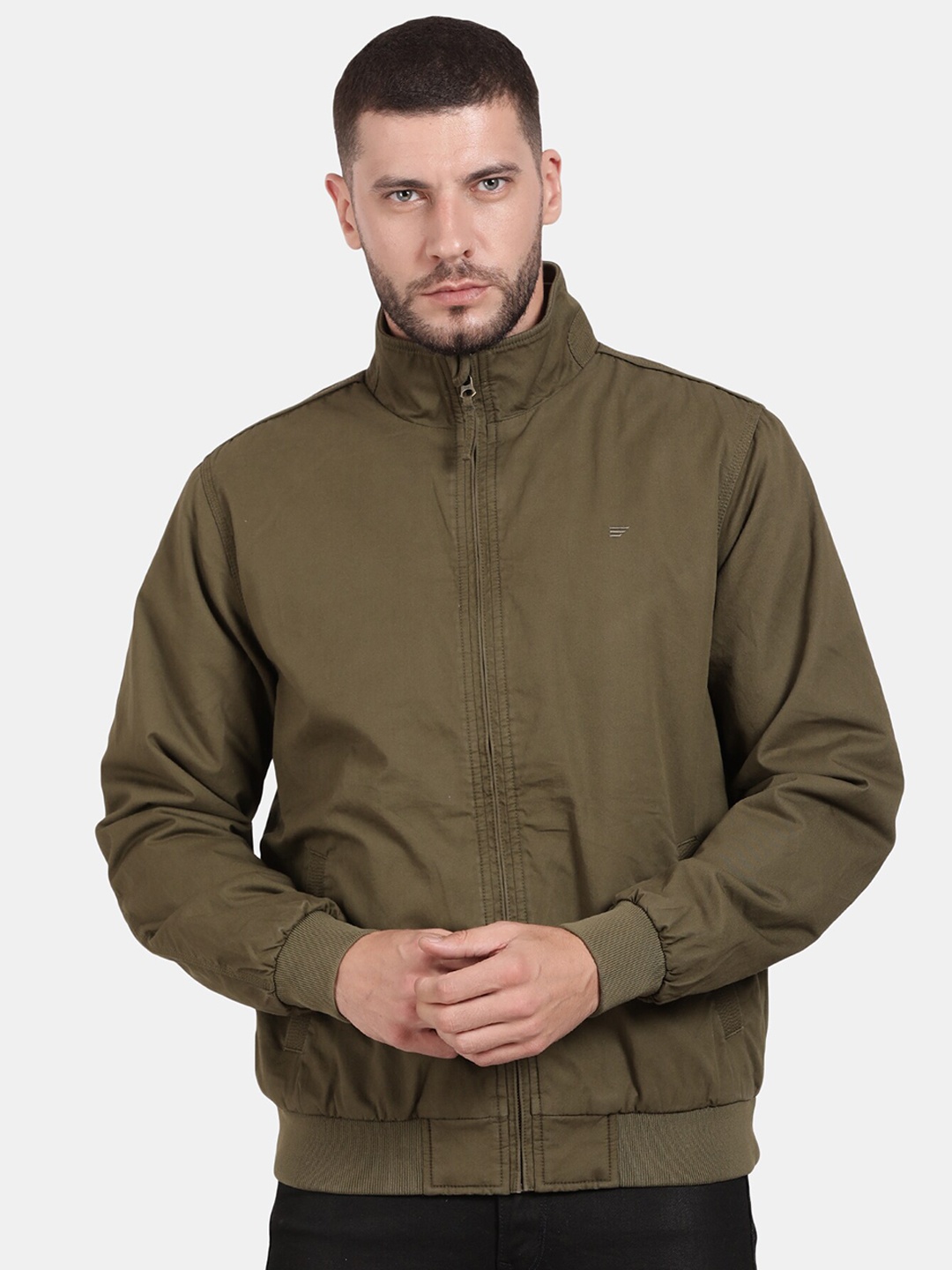 

t-base Mock Collar Insulator Bomber Jacket, Olive