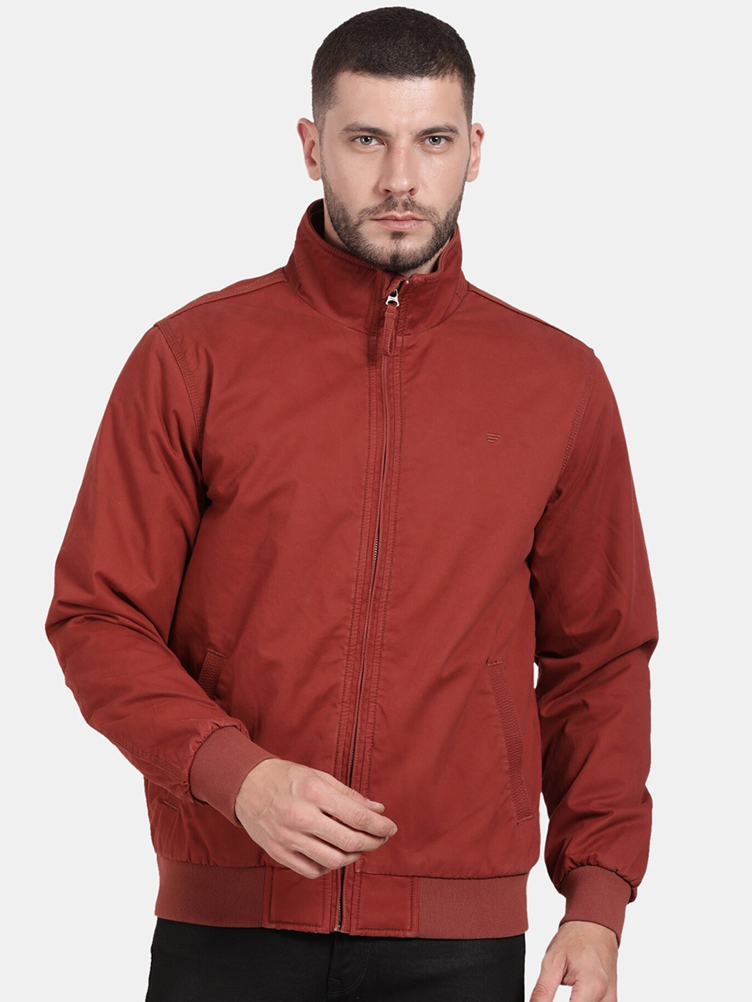 

t-base Stand Collar Insulator Bomber Jacket, Rust