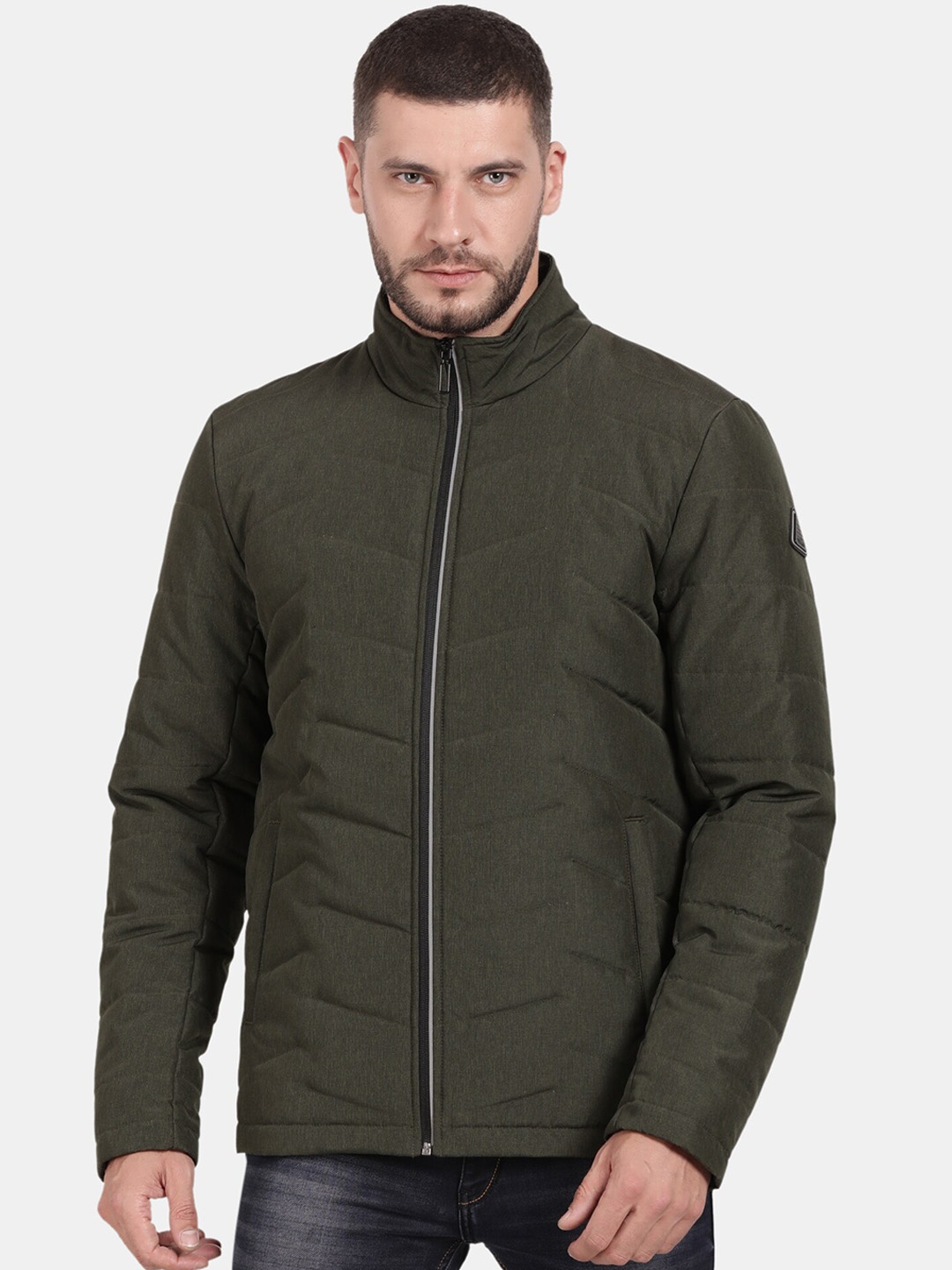 

t-base Mock Collar Windcheater Padded Jacket, Olive