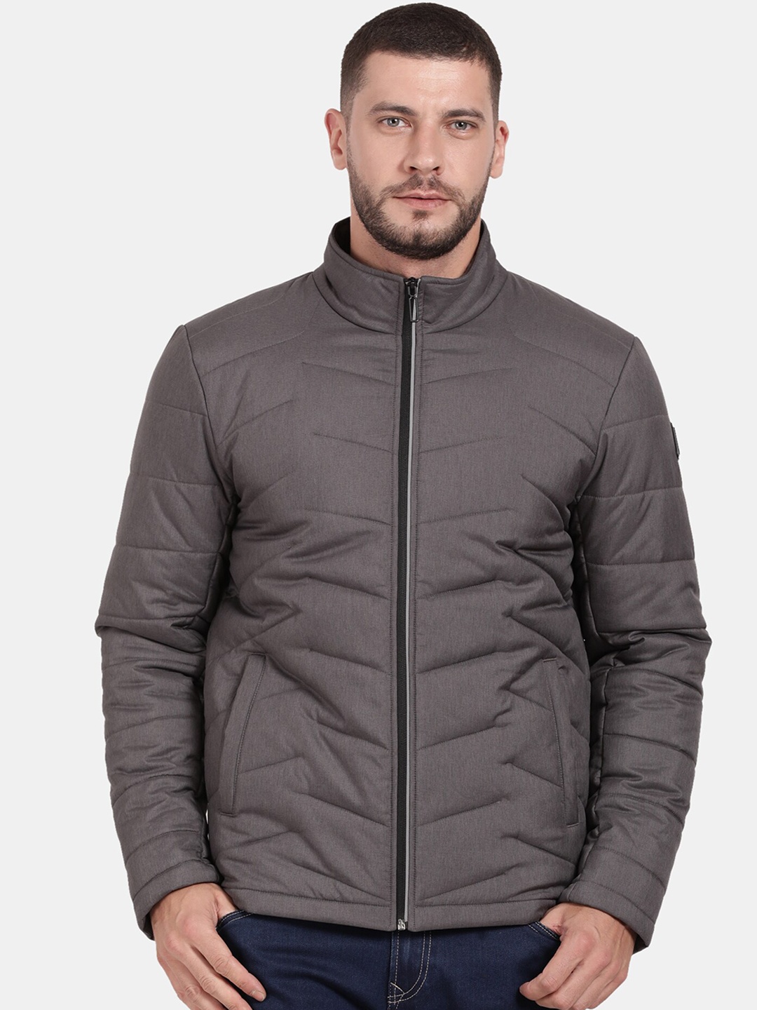 

t-base Stand Collar Insulated Puffer Jacket, Grey