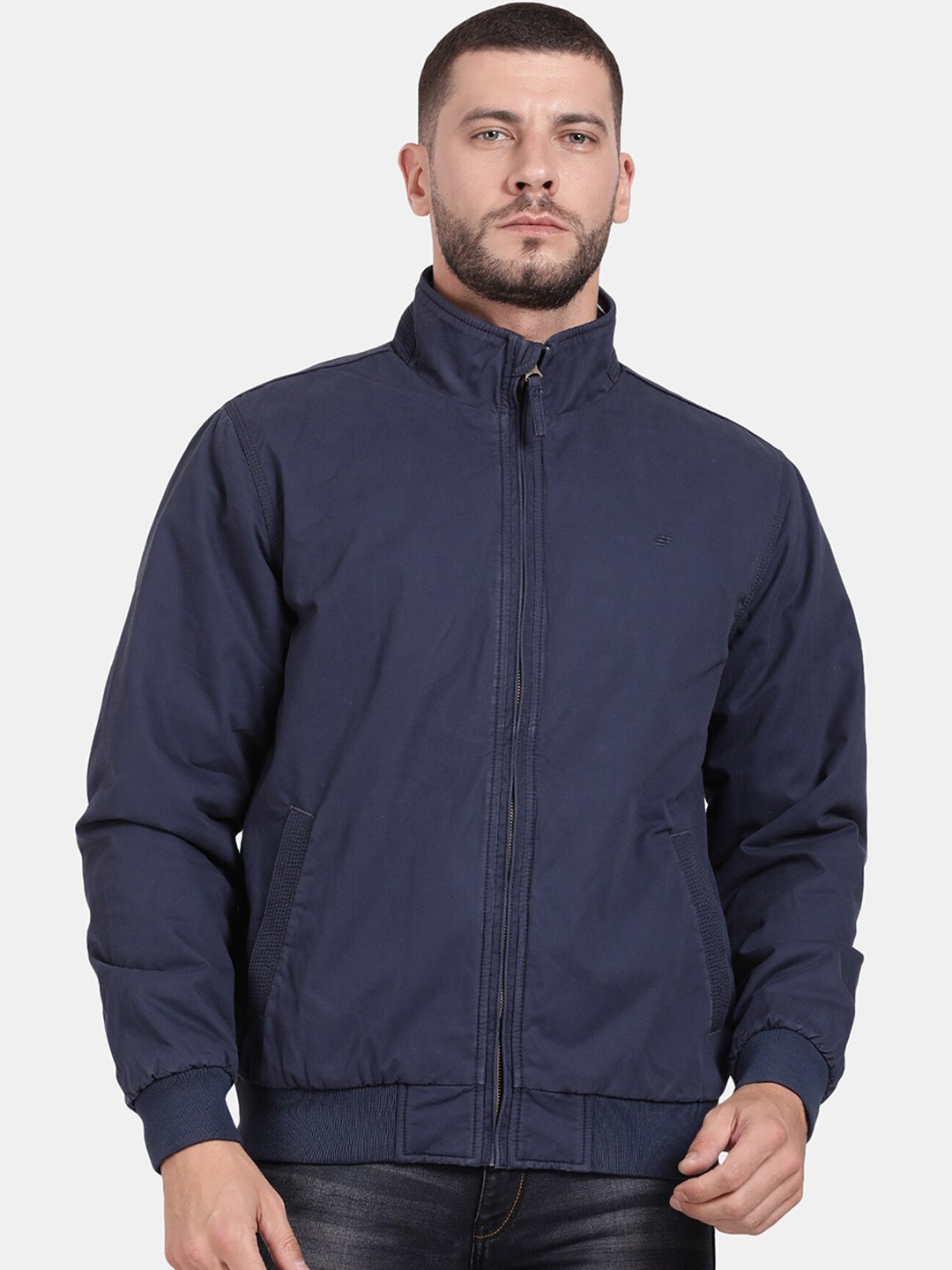

t-base Mock Collar Insulator Bomber Jacket, Blue