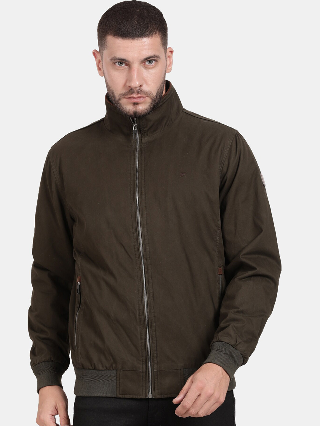 

t-base Mock Collar Insulator Bomber Jacket, Green