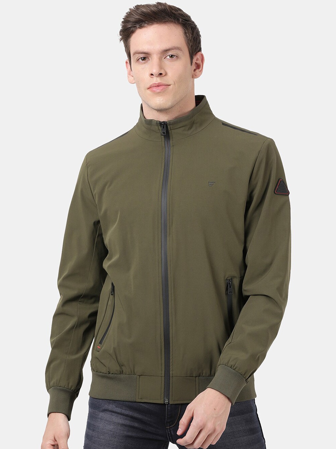 

t-base Stand Collar Lightweight Open Front Jakcet, Olive