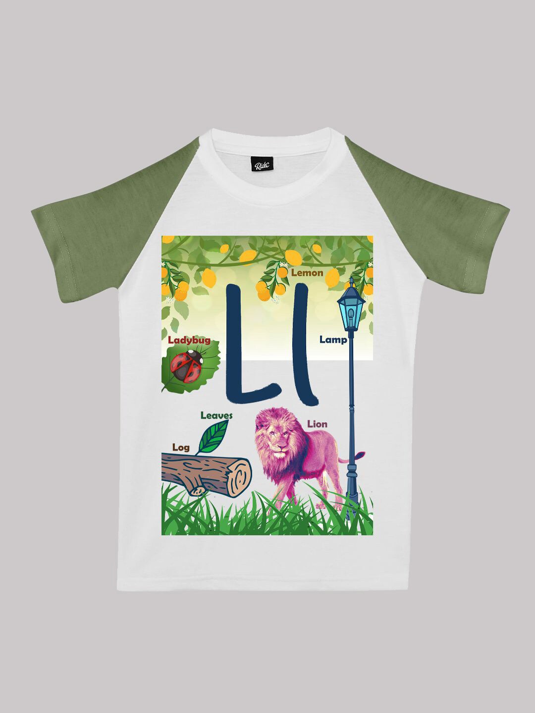 

RISH Boys Graphic Printed Cotton T-shirt, Olive