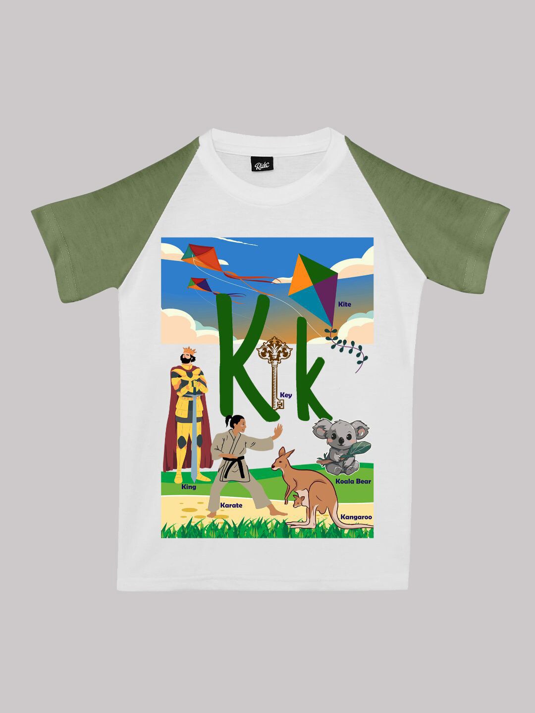 

RISH Boys Alphabet - K Graphic Printed Cotton T-shirt, White