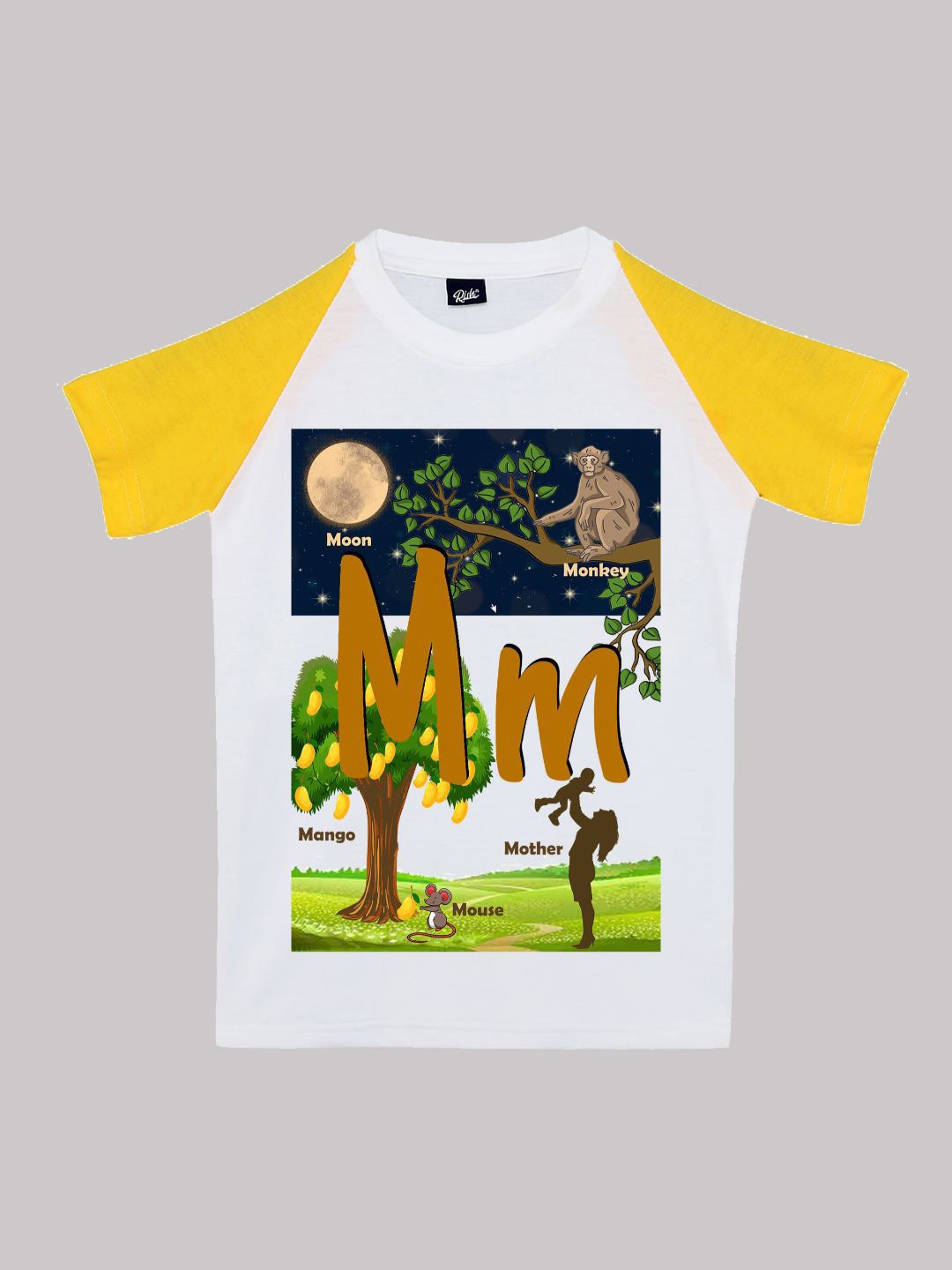 

RISH Boys Graphic Printed Round Neck Cotton T-shirt, Mustard