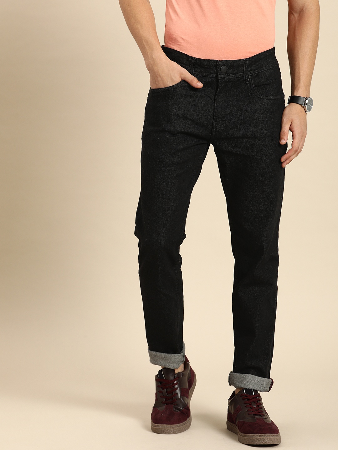 

Being Human Men Slim Fit Stretchable Mid-Rise Jeans, Black