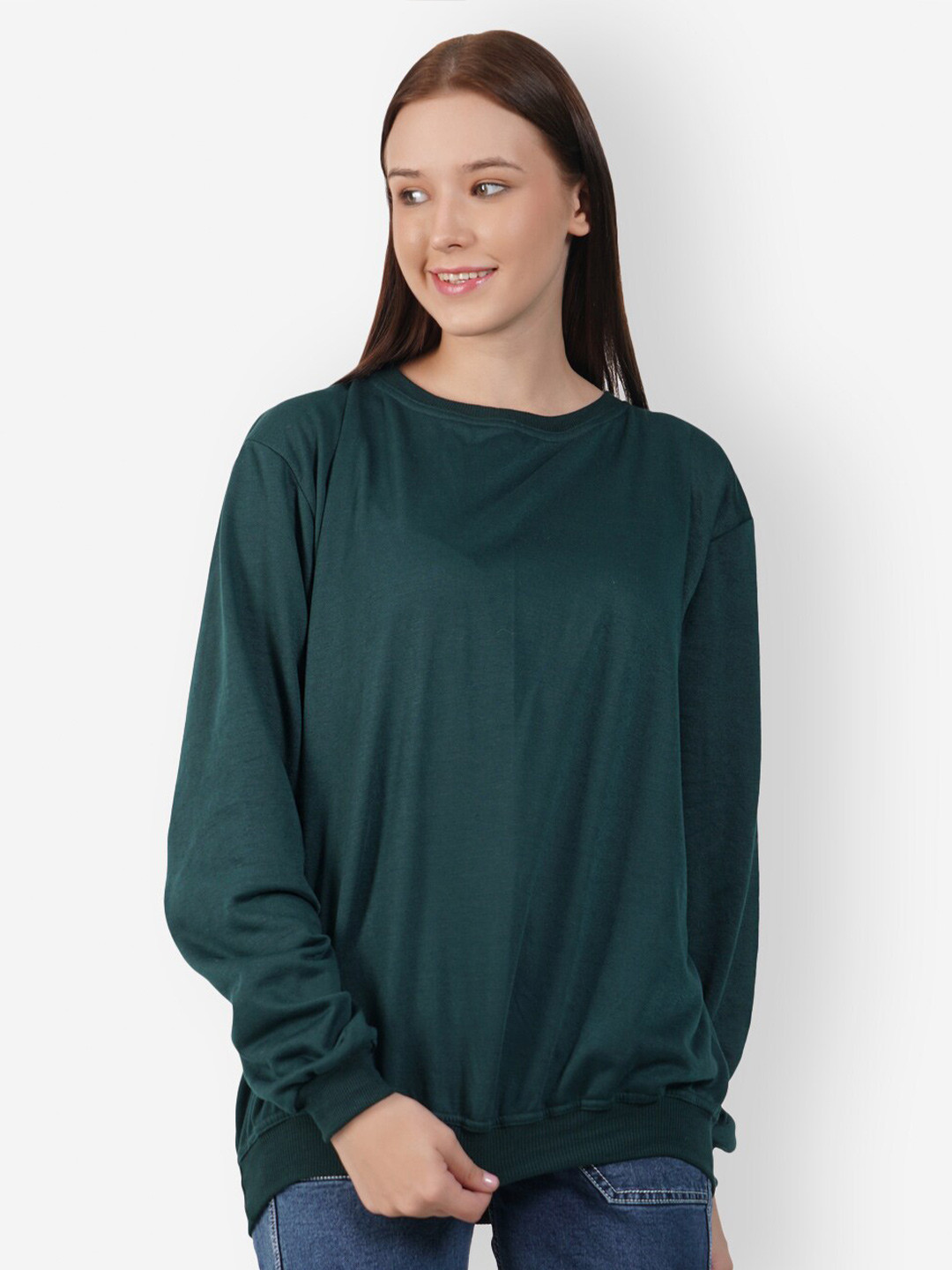 

TEEMOODS Round Neck Fleece Sweatshirt, Green