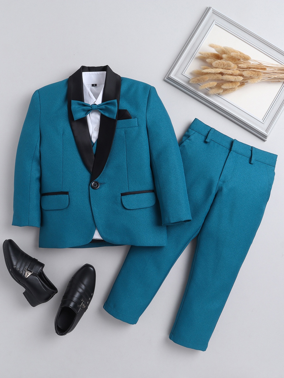 

BAESD Boys Single Breasted Four Piece Party Suit, Turquoise blue
