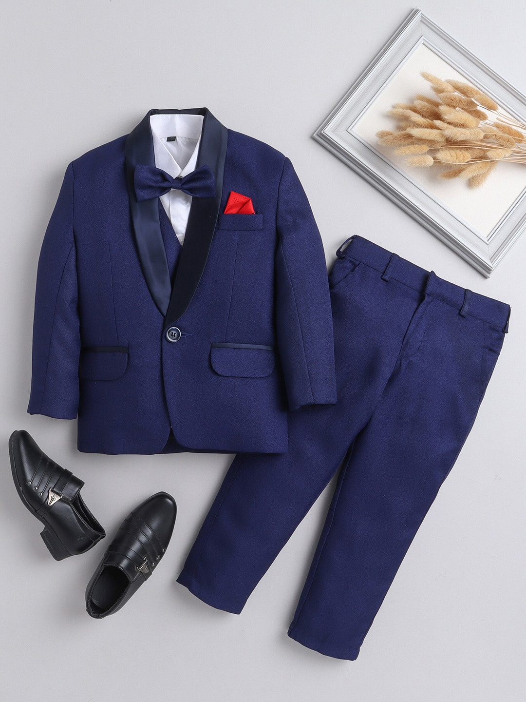 

BAESD Boys Single-Breasted 5-Piece Suit, Navy blue
