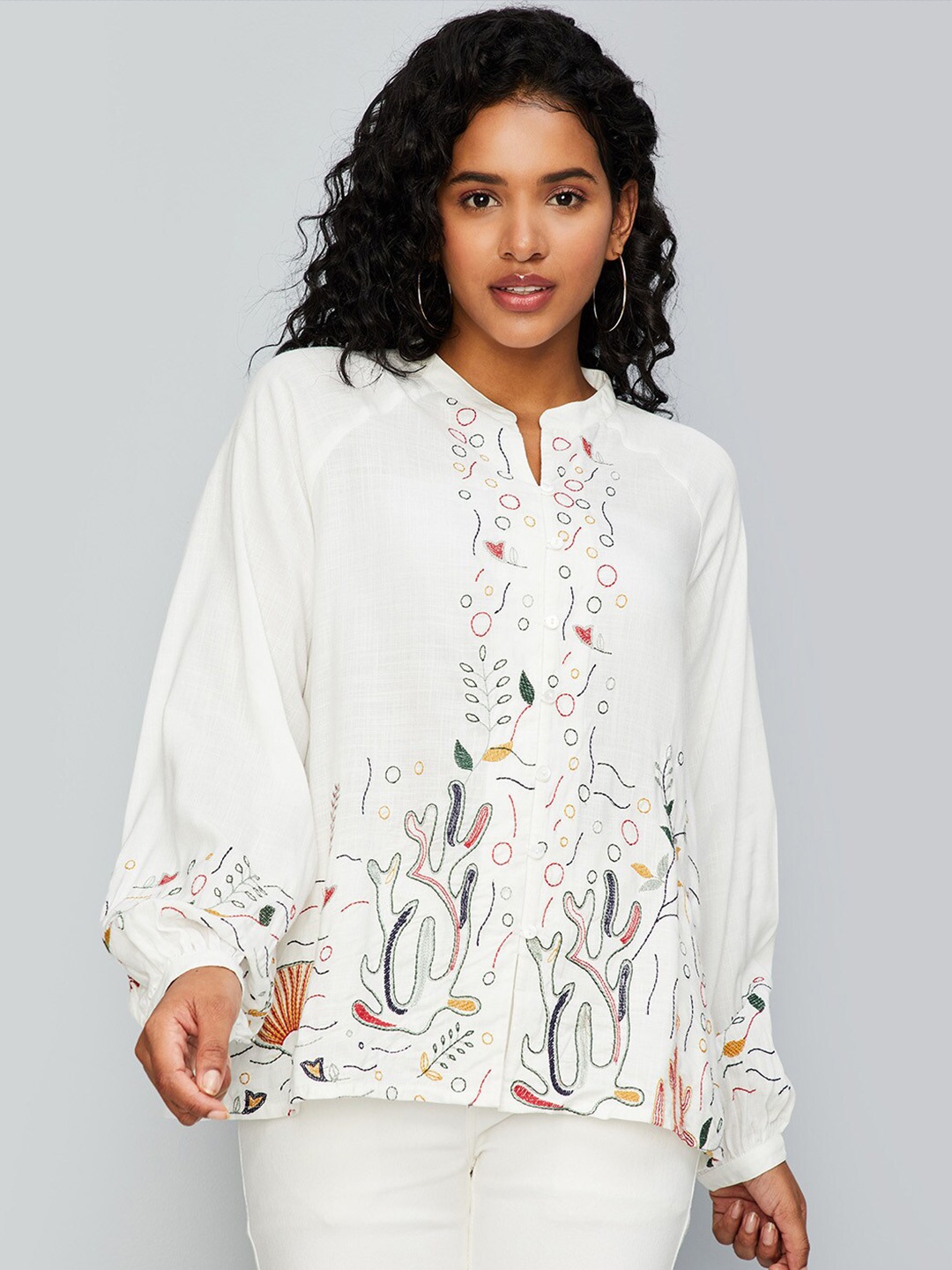 

max Abstract Embroidered Tunic, Off white