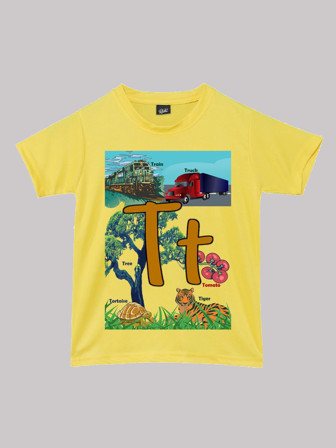 RISH Boys Graphic Printed Round Neck Casual T-shirt, Yellow