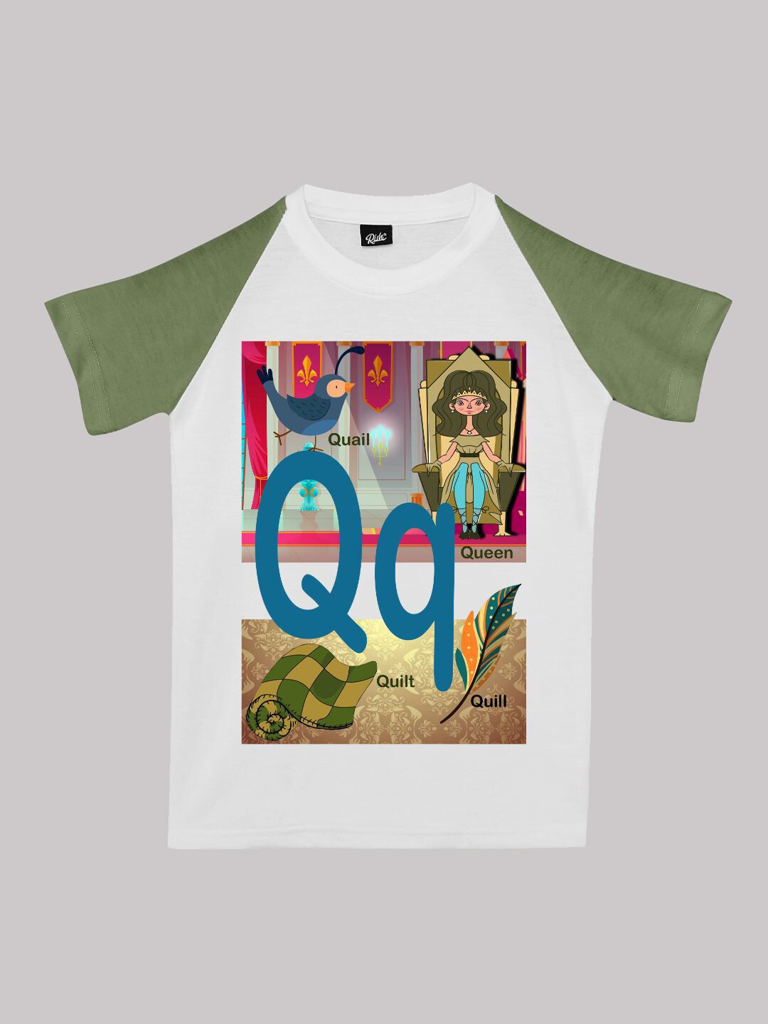 

RISH Boys Graphic Printed Raglan Sleeves Cotton T-shirt, Olive