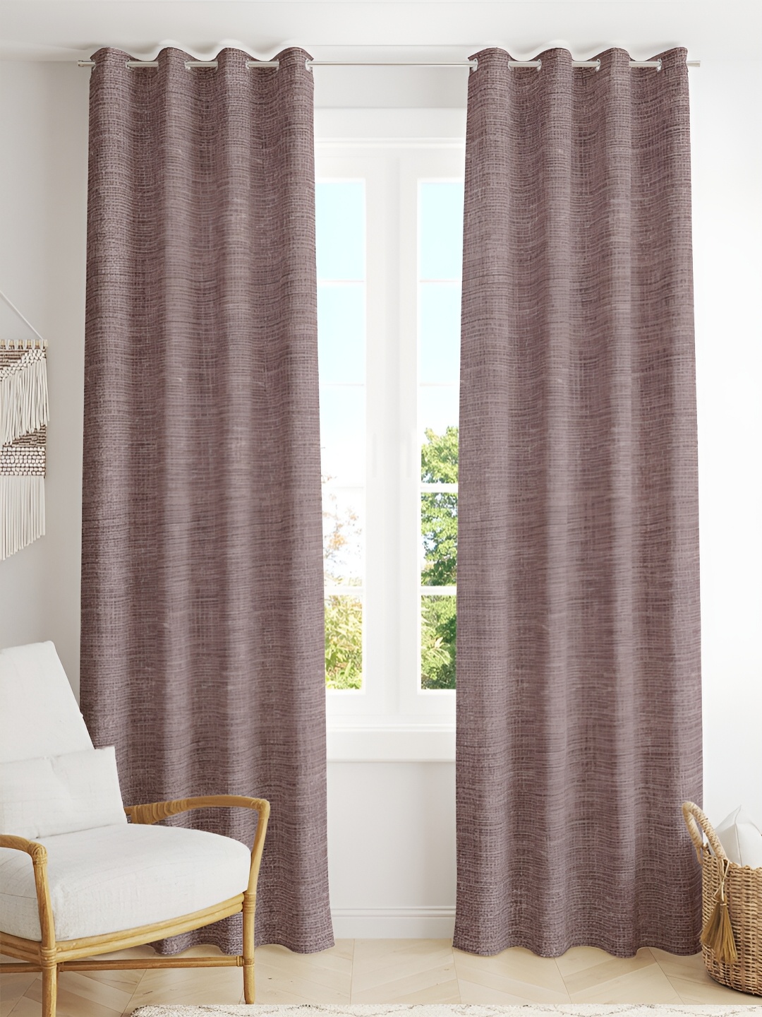 

Tesmare Mauve Solid Satin Long Door Curtain