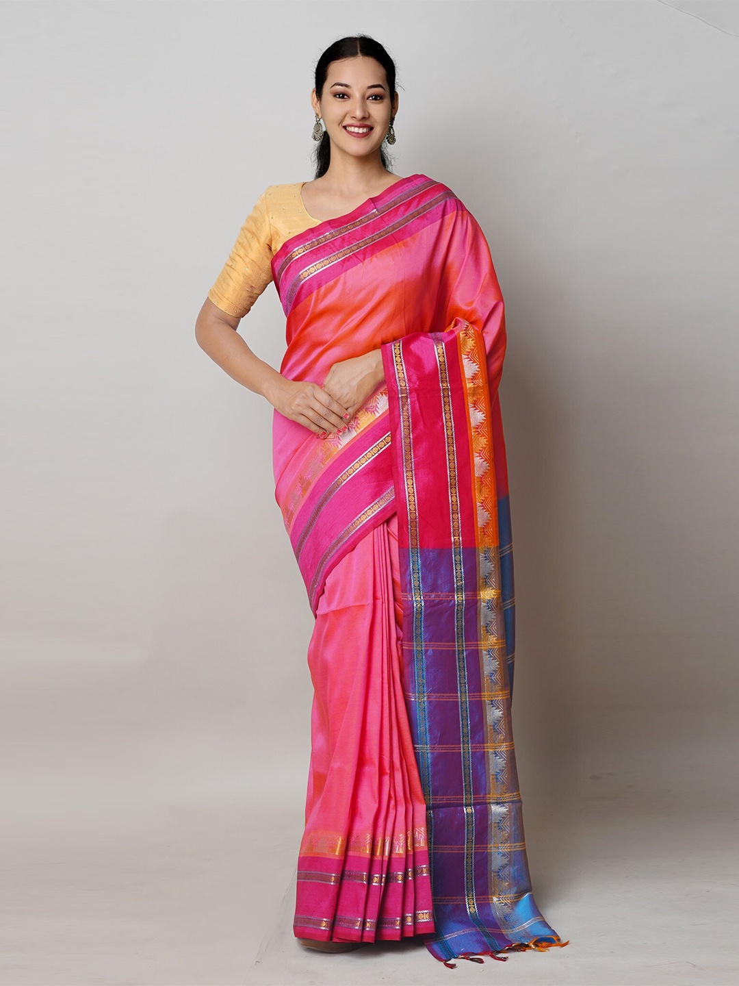 

Unnati Silks Pure Silk Handloom Chettinad Saree, Pink