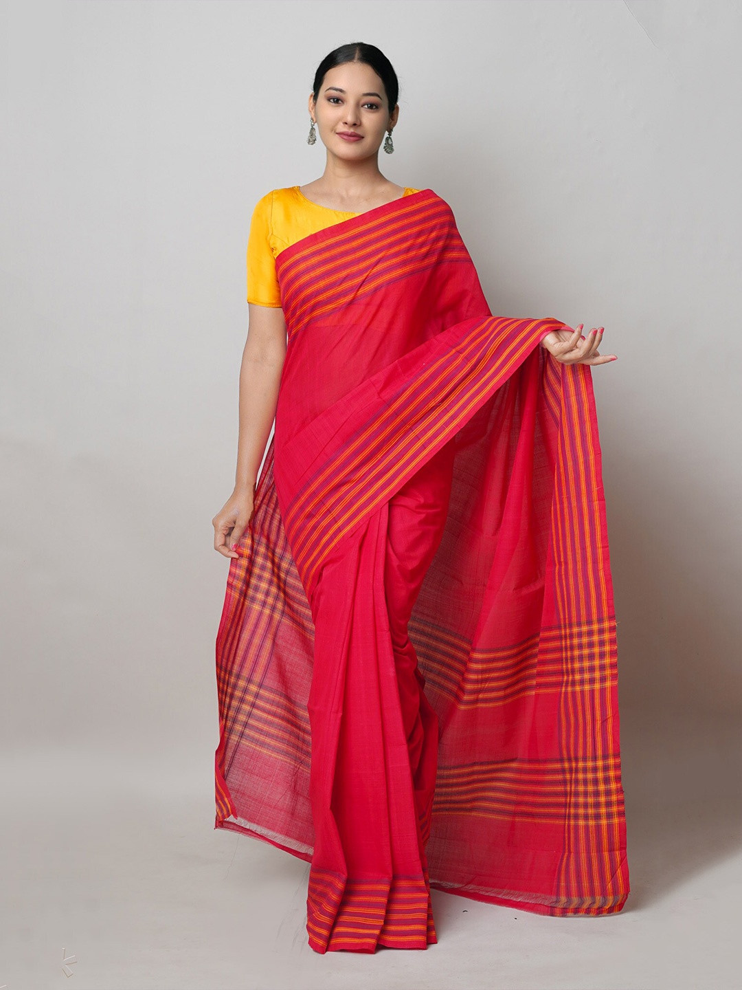 

Unnati Silks Pure Cotton Handloom Mangalagiri Saree, Red