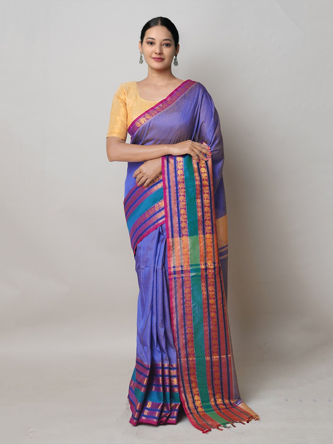 

Unnati Silks Pure Silk Handloom Narayan Peth Saree, Blue