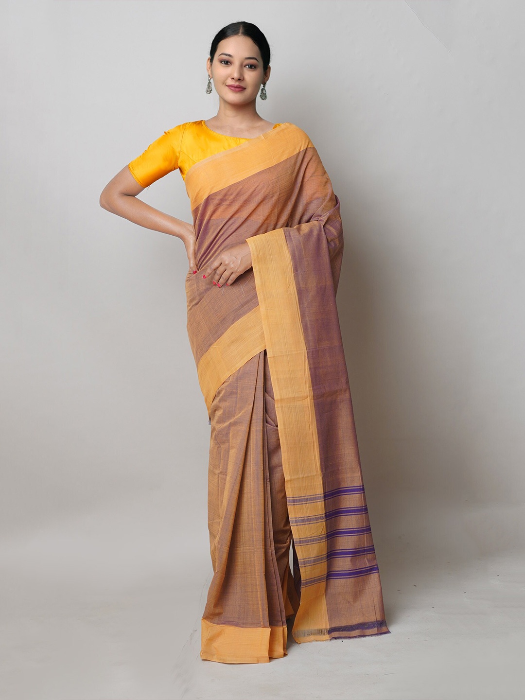 

Unnati Silks Pure Cotton Handloom Mangalagiri Saree, Beige