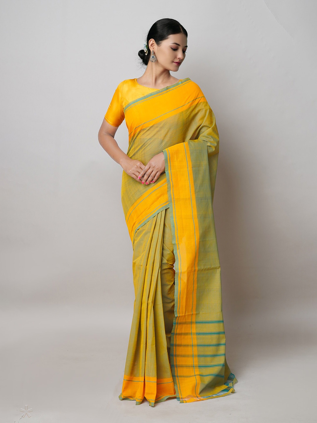 

Unnati Silks Pure Cotton Handloom Mangalagiri Saree, Green