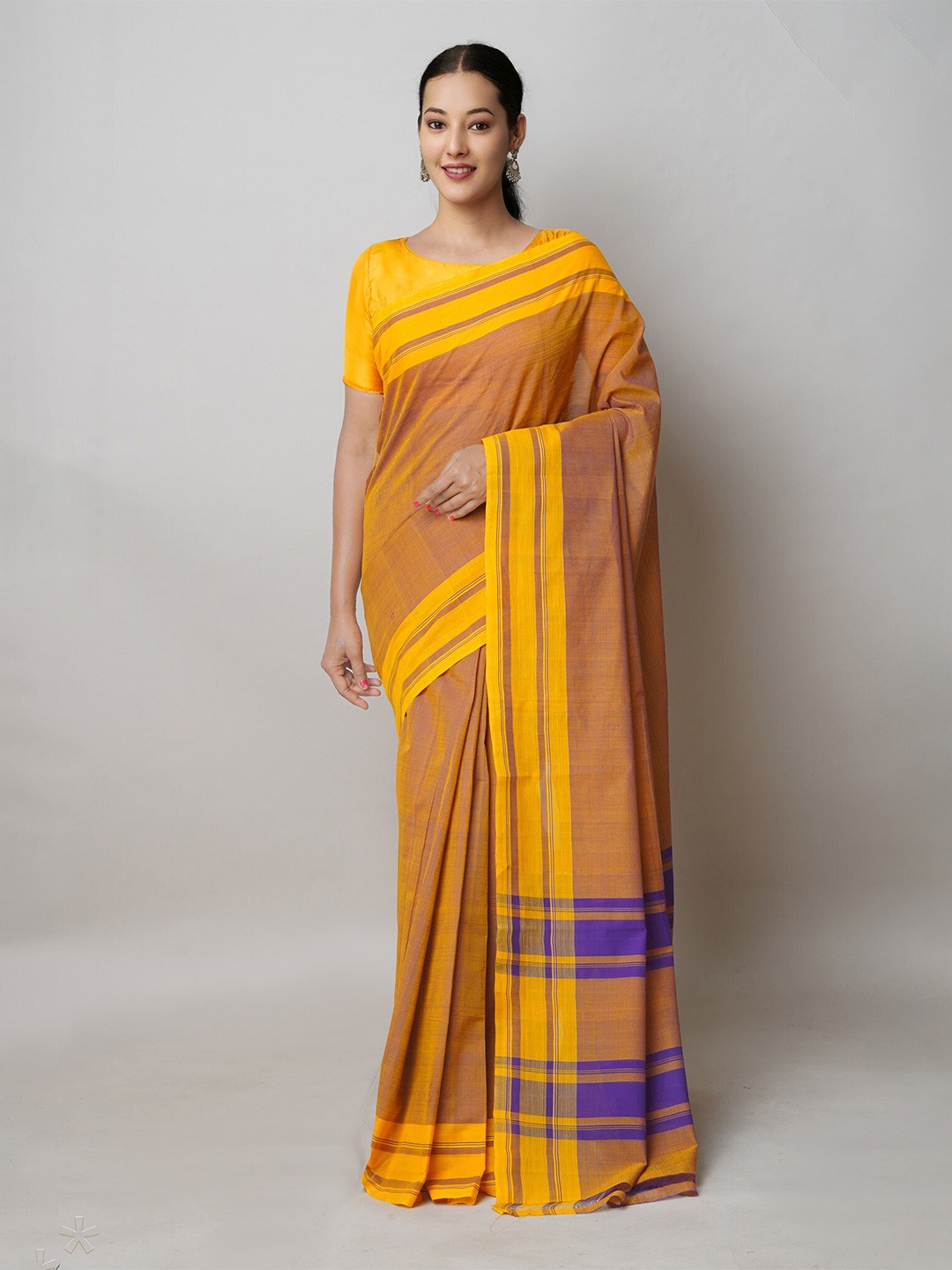 

Unnati Silks Pure Cotton Handloom Mangalagiri Saree, Blue