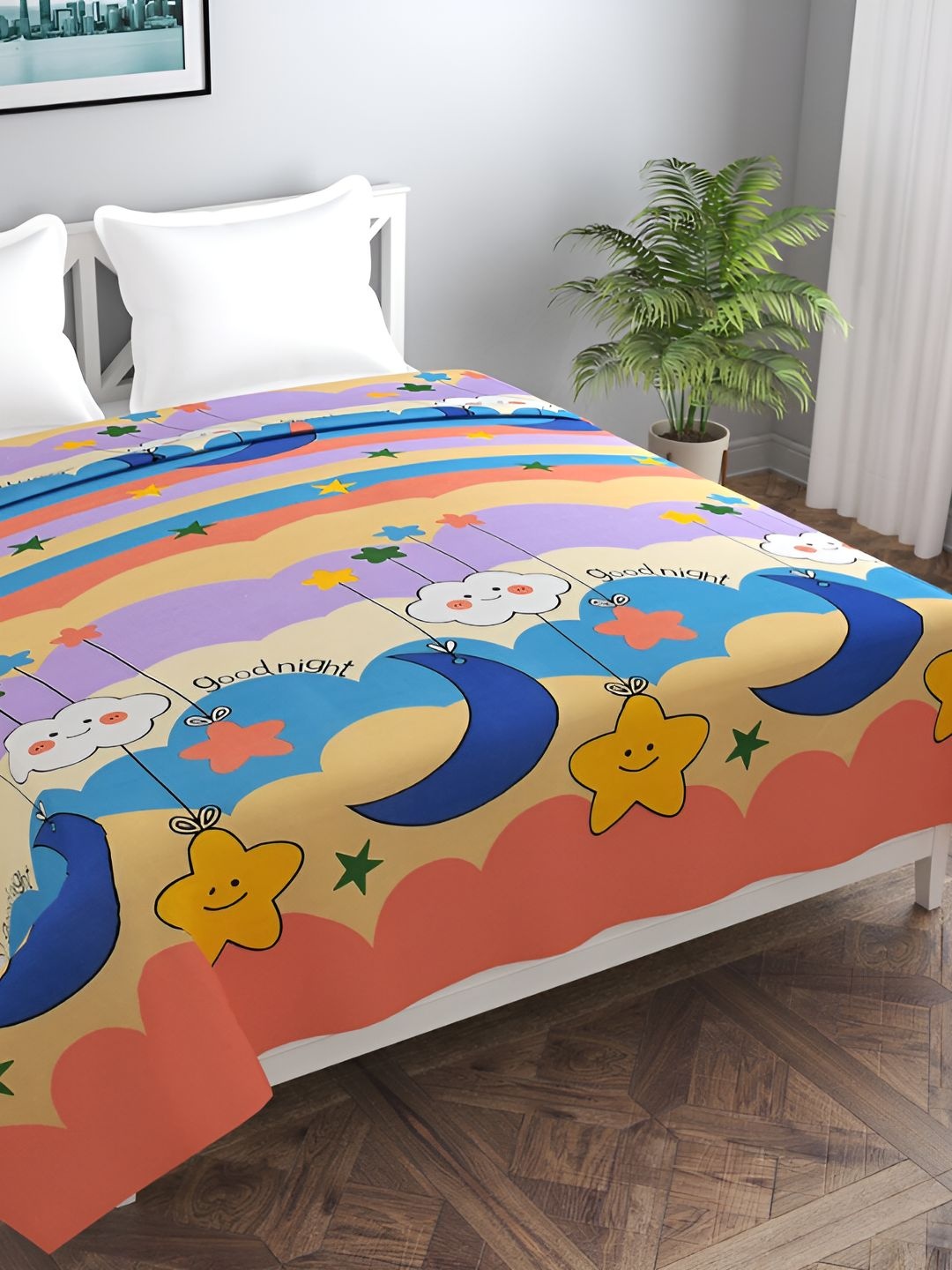 

BREVARD Blue & Pink Printed Double Queen Duvet Cover