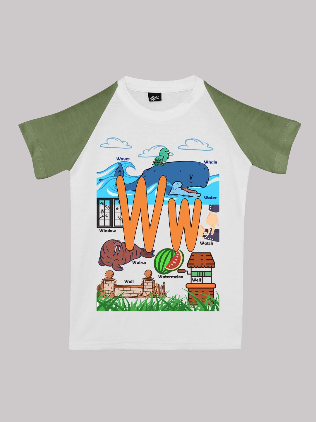 

RISH Boys Graphic Printed Raglan Sleeves Cotton Regular Fit T-shirt, White