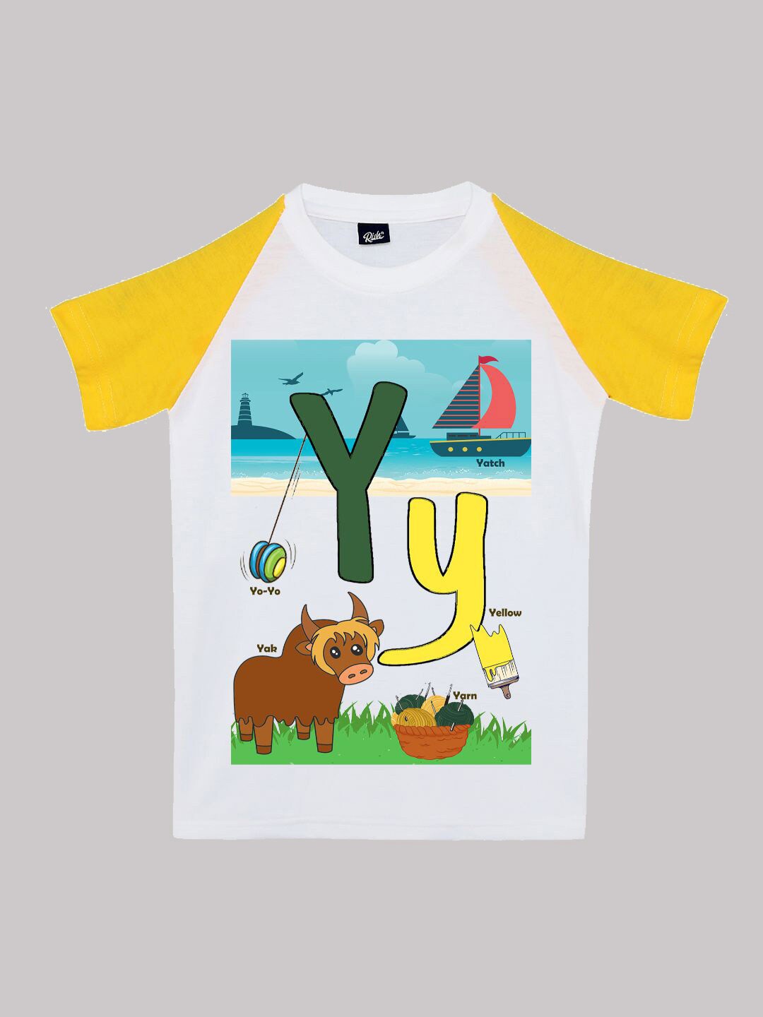 

RISH Boys Graphic Printed Raglan Sleeves Cotton T-shirt, Mustard