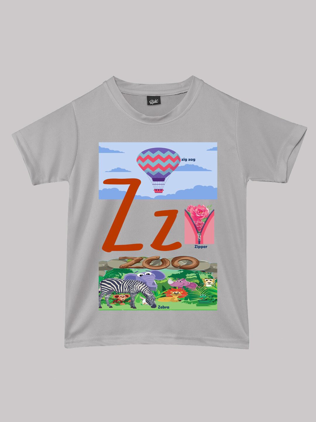 

RISH Boys Alphabet Printed T-shirt, Grey