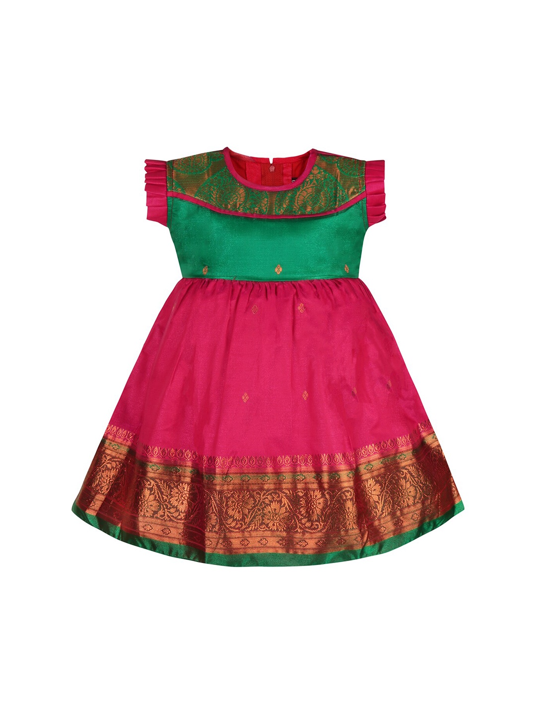 

Wish Karo Girls Ethnic Motifs Woven Design Fit & Flare Ethnic Dress, Red