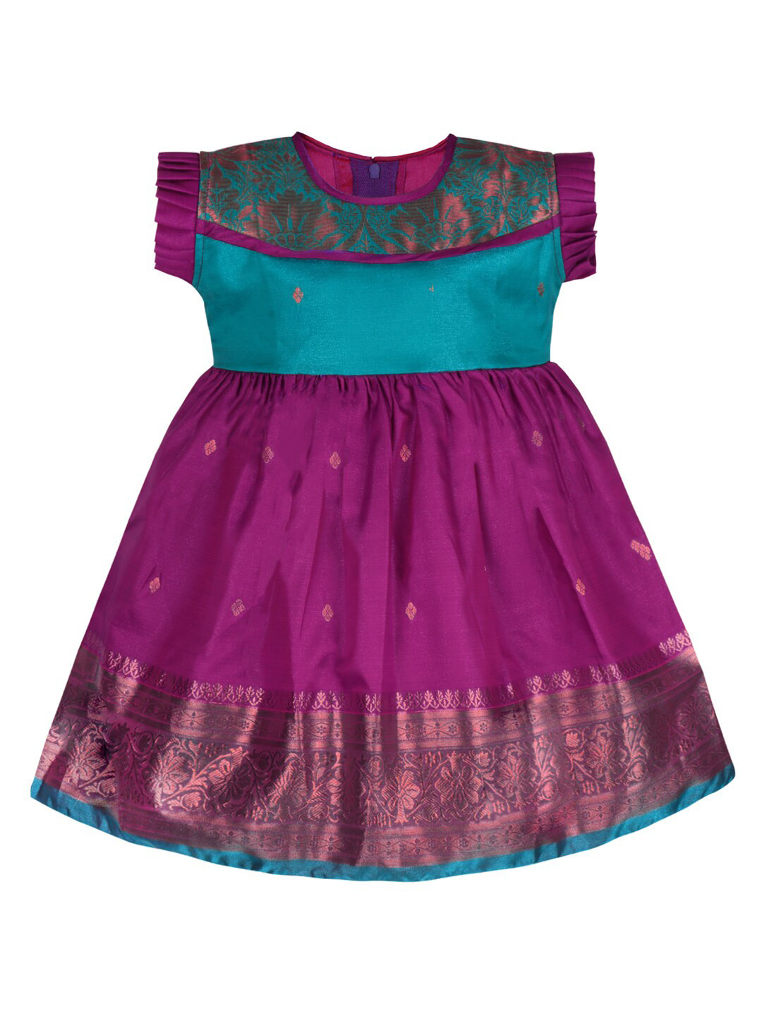 

Wish Karo Girls Ethnic Motifs Woven Design Fit & Flare Ethnic Dress, Purple