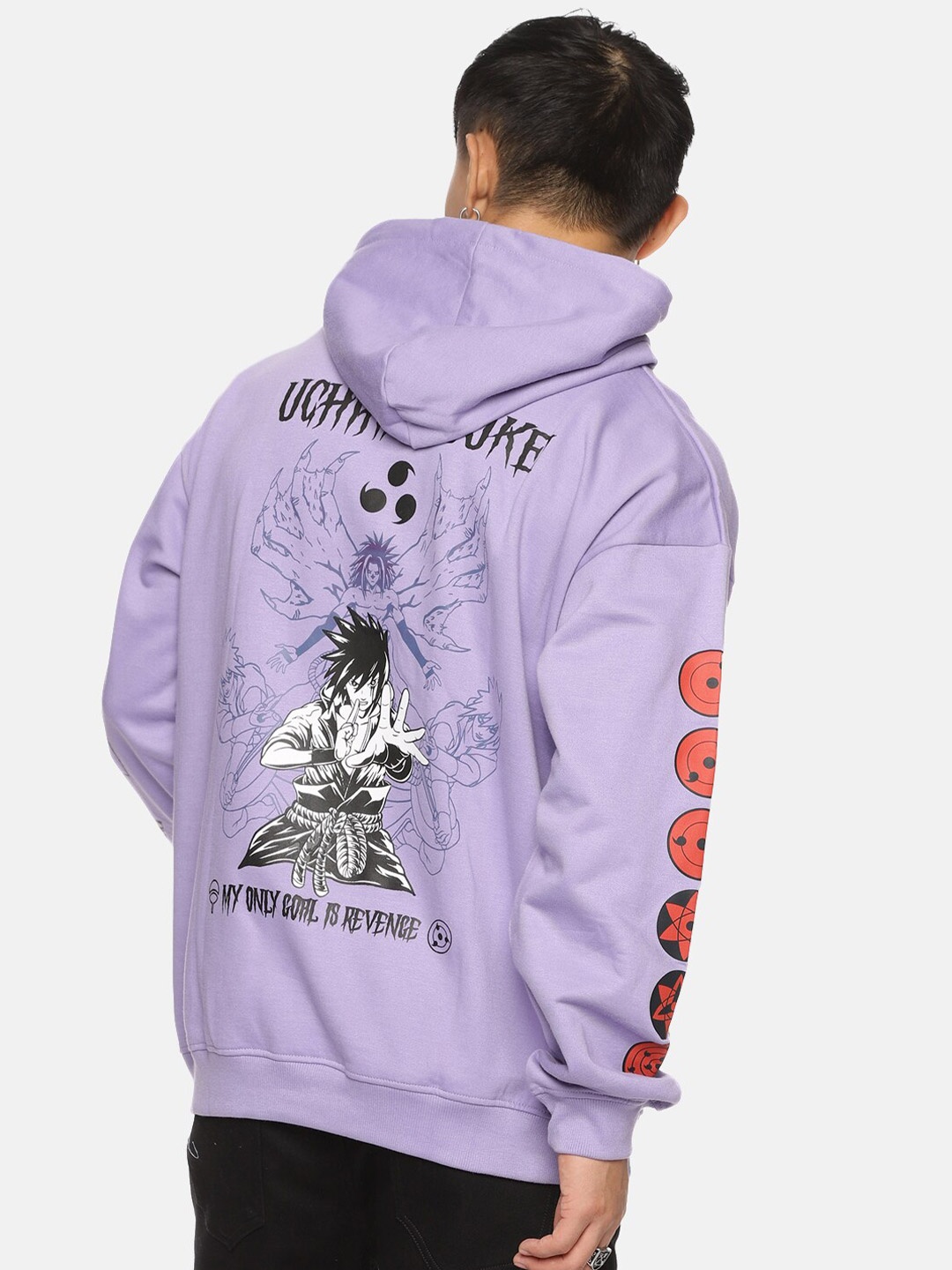 

Fans Army Naruto Printed Pure Cotton Hooded Oversized Pullover Sweatshirt, Purple