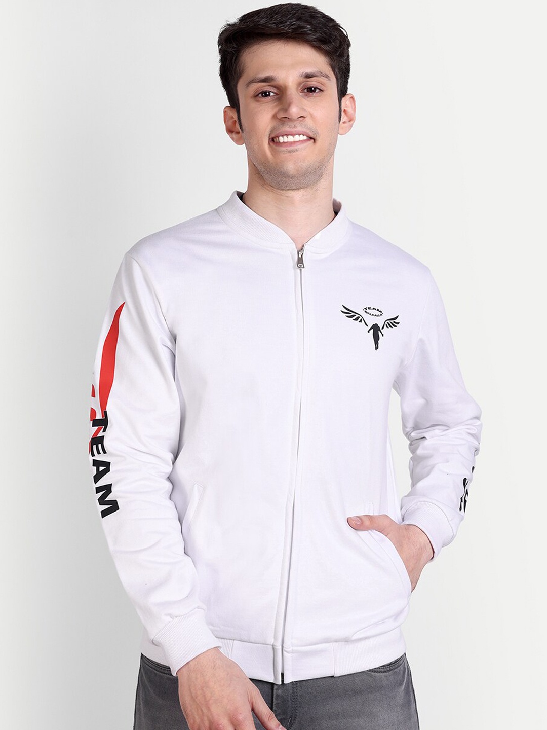 

Fans Army Tokyo Revengers Walhalla Printed Stand Collar Sporty Jacket, White