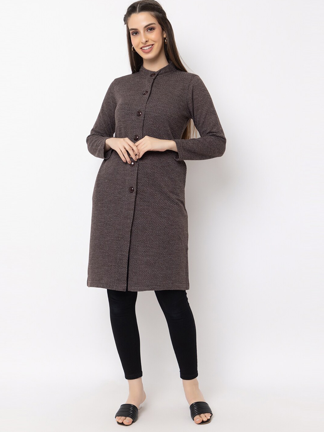 

KEIKO Acrylic Longline Cardigan Sweater, Brown