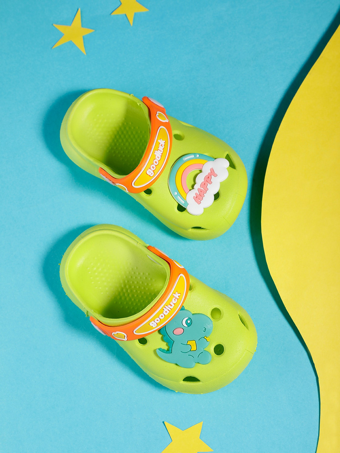 

PASSION PETALS Infants Rainbow Embossed Lightweight Clogs, Green