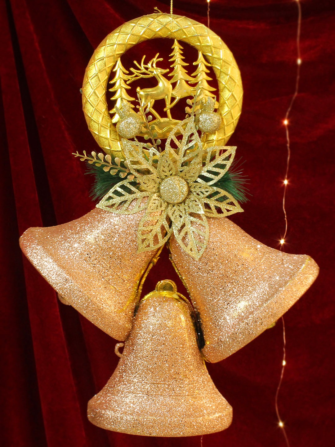 

TIED RIBBONS Tree Hanging Christmas Bell Wall Decor, Peach